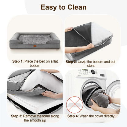 Gimars Orthopedic Egg Foam Ultra Soft Dog Beds Waterproof High Supportive Bolsters Washable Pet Beds Cover for Large Medium Small & Aging Dogs