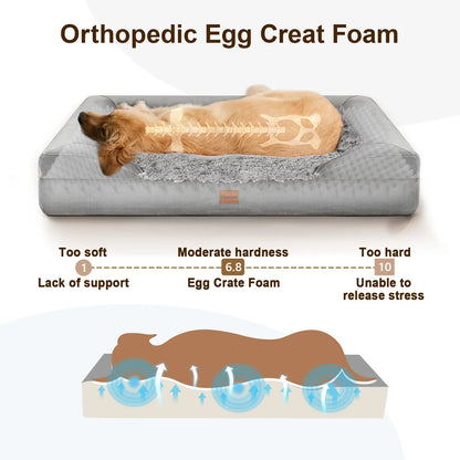 Gimars Orthopedic Egg Foam Ultra Soft Dog Beds Waterproof High Supportive Bolsters Washable Pet Beds Cover for Large Medium Small & Aging Dogs