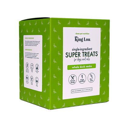 King Lou Whole Duck Neck Dental Treats for Dogs, Single Ingredient, Human Grade, 100% USA, All Natural, Minimally Processed Pet Products Food Supplies