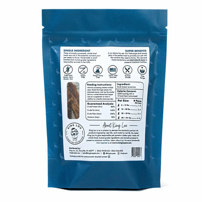King Lou Duck Breast Jerky Dog Treat - Single-Ingredient, Low-Temperature Dehydrated Raw Snack Single Ingredient