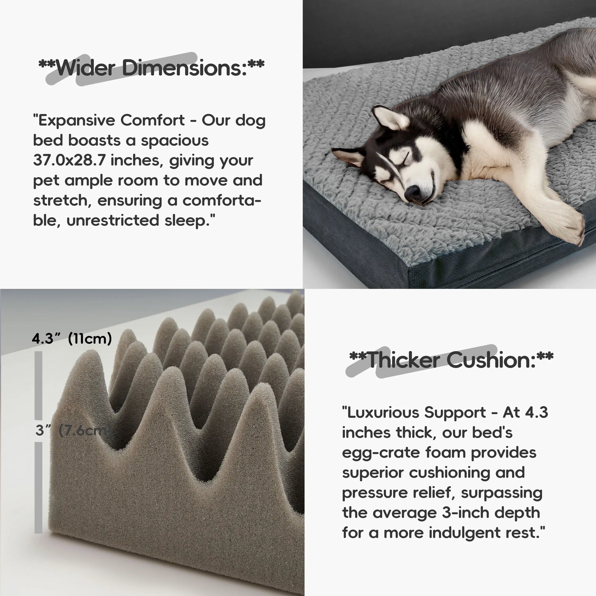 Reversible Waterproof Orthopedic Dog Beds, Large, Washable Cover, Egg Crate Foam, for Dogs up to 65 Lbs to 110 Lbs