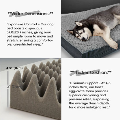 Reversible Waterproof Orthopedic Dog Beds, Large, Washable Cover, Egg Crate Foam, for Dogs up to 65 Lbs to 110 Lbs