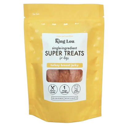 King Lou Turkey Breast Dog Treats - Single Ingredient, 100% USA, Rich in Lean Protein, Human-Grade, Hand-Made, Small Batch, Hypoallergenic, Training Natural Treats Food for Dogs and Cats