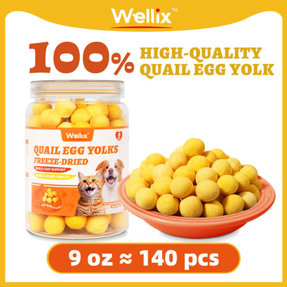 Wellix Freeze Dried Quail Egg Yolks for Dogs & Cats High-Protein Treats Supports Skin Coat Health Natural Training Snacks